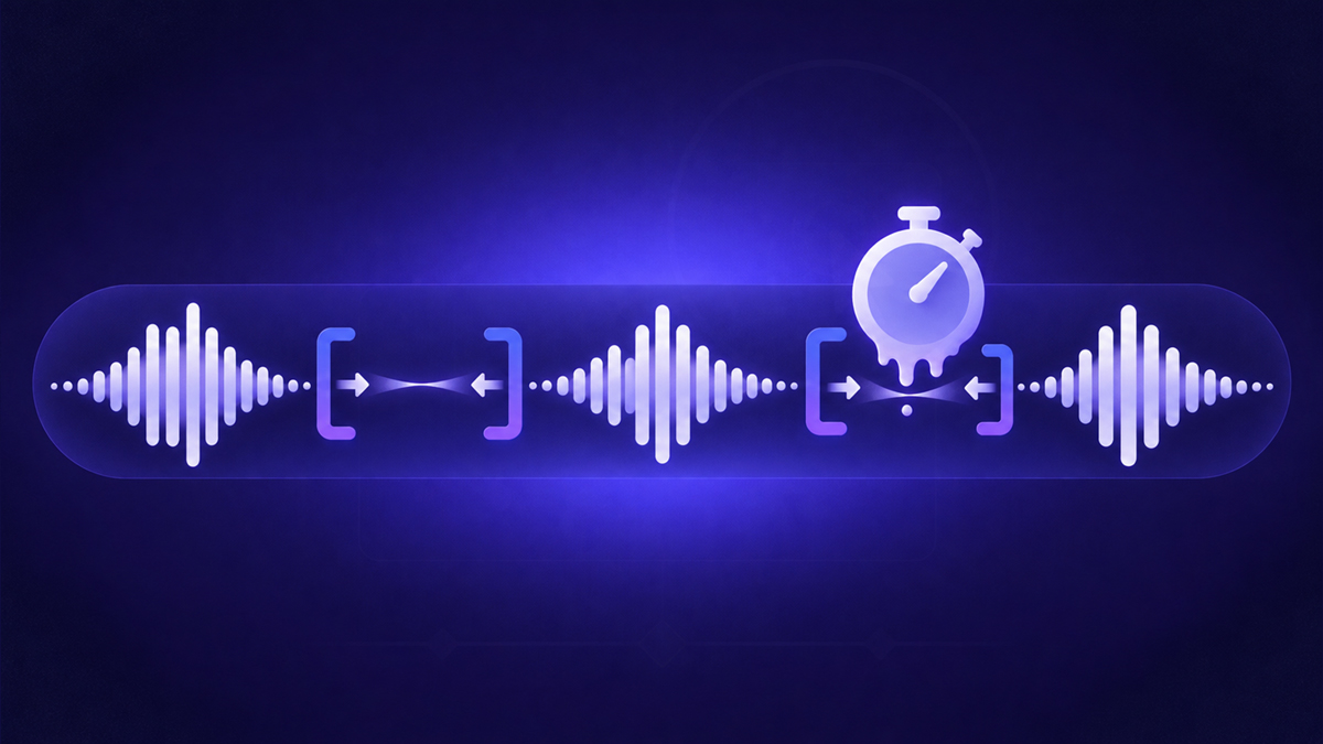A video timeline showing long silent spans being compressed while a pause after navigation stays untouched